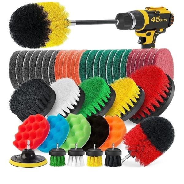 Lot of 1 45-Piece Drill Brush Cleaning Attachment Set - Brand New!