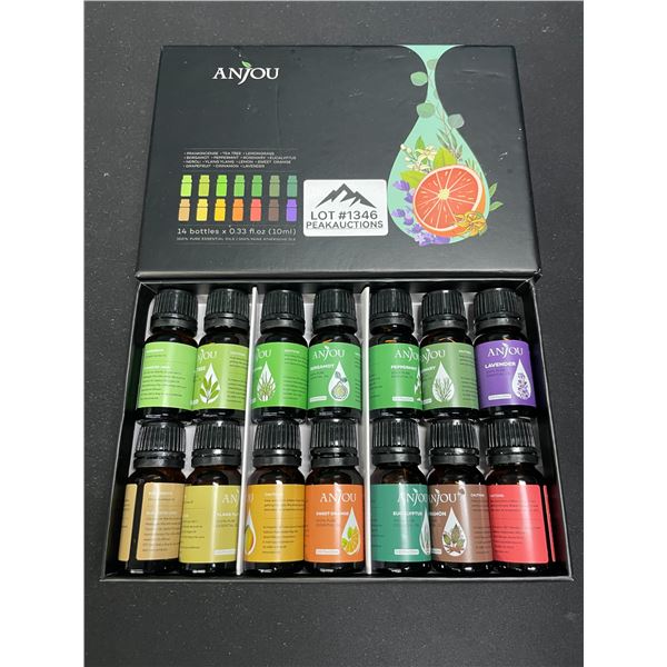 Lot of 1 Set of Anjou Essential Oils/Aromatherapy Fragrance Oils - Set of 14 Bottles (10ml each)