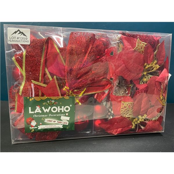 Lot of 1 Box of Red Christmas Balls/Decorations Set