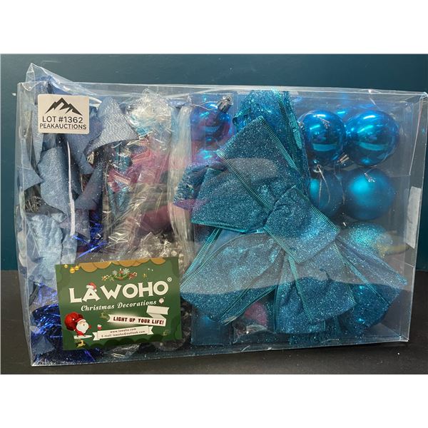 Lot of 1 Box of Blue Christmas Balls/Decorations Set