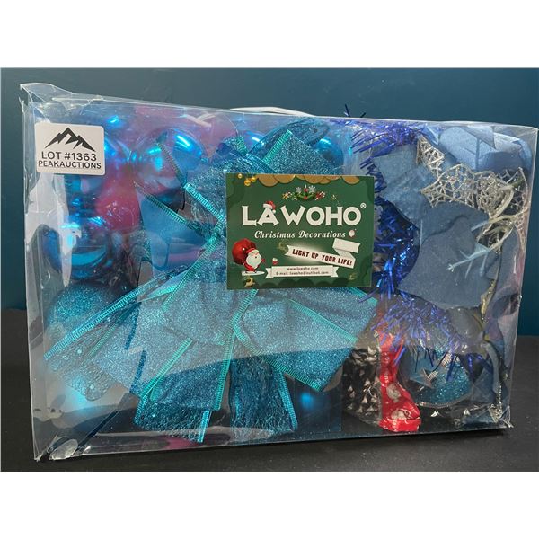 Lot of 1 Box of Blue Christmas Balls/Decorations Set