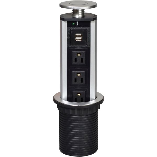 Lot of 1 Pulling Pop Up USB Outlet/3-Outlet Power Socket + 2 USB Port Charger