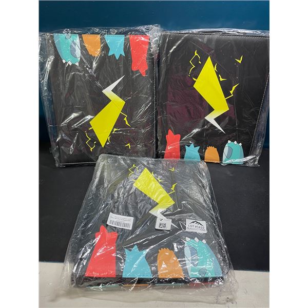 Lot of 3 Large Pokemon Leather Premium Card Binders - Holds 900 Cards per Binder
