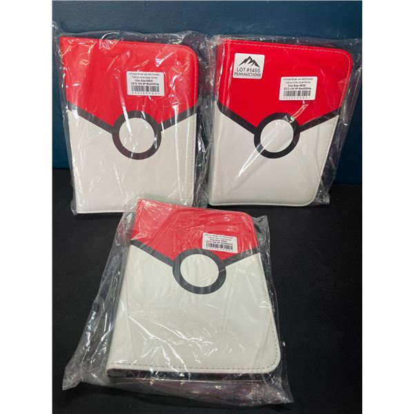 Lot of 3 Pokemon Leather Premium Card Binders - Holds 400 Cards Per Binder!
