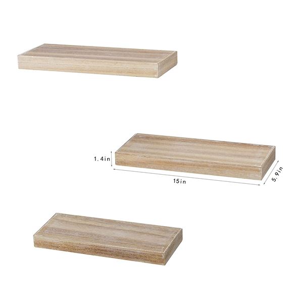 Lot of 1 Box of Floating Wall Shelves - 3 Pack - Rustic Wood - Brand New!