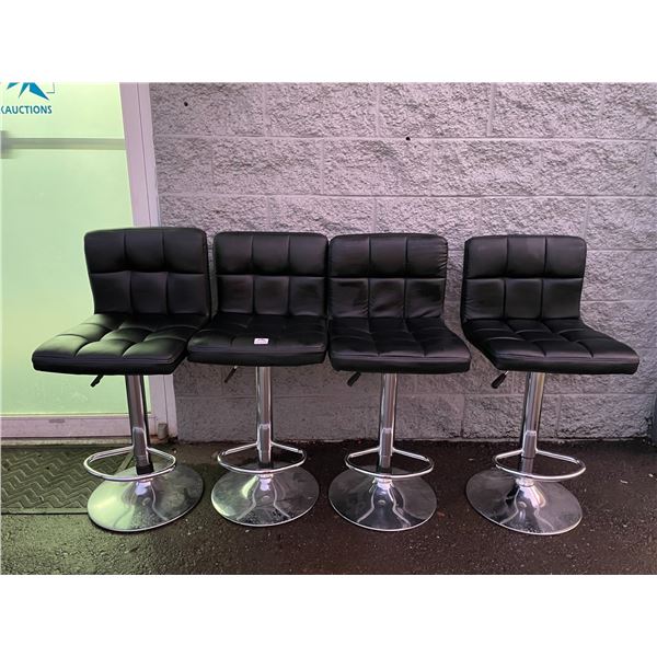 Lot of 4 Black Leather Bar Stools/Kitchen Chairs - Used - Great Shape!