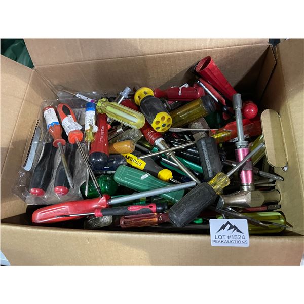Lot of 1 Box of Assorted Screwdrivers - Used