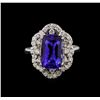 Image 2 : 14KT White Gold 4.71 ctw Tanzanite and Diamond Ring