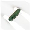 Image 3 : Antique Victorian 14k Yellow Gold & Domed Natural Green Jade 6.8mm Band Ring