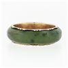 Image 5 : Antique Victorian 14k Yellow Gold & Domed Natural Green Jade 6.8mm Band Ring