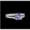 Image 1 : 1.48 ctw Tanzanite and Diamond Ring - 14KT White Gold