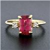 Image 2 : Vintage 14k Gold 2.20 ctw Emerald Pink Tourmaline Ring w/ Round Diamond Accents
