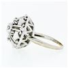 Image 5 : Vintage 14k White Gold 0.39 ctw Old Diamond Round Puffed Dome Bombe Platter Ring
