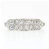 Image 4 : Antique Art Deco Platinum 0.64 ctw Transitional Cut Diamond Two Row Wave Band Ri