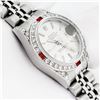Image 5 : Rolex Ladies Quickset Silver Index Diamond Lugs & Ruby Datejust Wristwatch