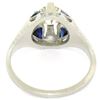 Image 5 : Antique Art Deco 20k White Gold Diamond and Sapphire Engagement Ring