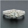 Image 2 : Vintage 14k White Gold 0.68 ctw Old Cut Diamond Solitaire Filigree Engagement Ri