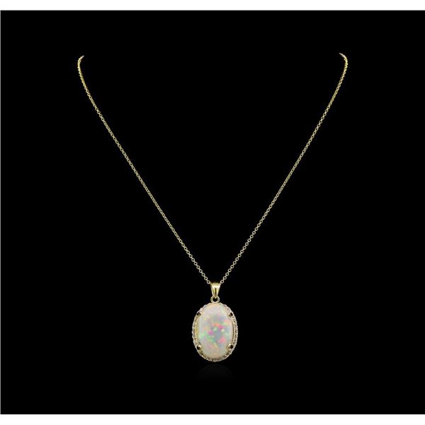 13.86 ctw Opal and Diamond Pendant - 14KT Yellow Gold