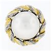Image 4 : Vintage Handmade 18k Two Tone Gold Mabe Pearl & 0.25 ctw Diamond Ring