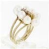 Image 7 : 14k Yellow Gold 0.12 ctw Round Single Cut Diamond & Oval Pearl Halo Cluster Ring