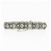 Image 2 : Antique Art Deco 14k White Gold 3.60 ctw Diamond & Emerald Filigree Line Bracele