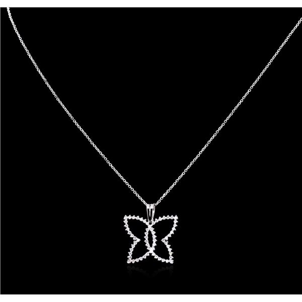 0.60 ctw Diamond Pendant With Chain - 14KT White Gold
