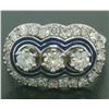 Image 2 : Vintage 18k White Gold and Blue Enamel 1.15 ctw Diamond Ring