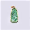 Image 3 : Antique Chinese Carved Jadeite Pendant Mounted in 18K Yellow Gold with Ruby