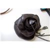 Image 4 : Chanel Black Calfskin Leather Silver-tone Camellia Flower Corsage Brooch
