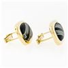 Image 4 : Vintage 14k Yellow Gold Swivel Cuff Links w/ Hematite Inlaid in Black Onyx