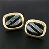 Image 5 : Vintage 14k Yellow Gold Swivel Cuff Links w/ Hematite Inlaid in Black Onyx