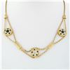Image 2 : Vintage 14k Gold 2.28 ctw Round Sapphire & Diamond Cluster 16" Statement Necklac