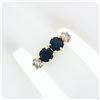 Image 3 : Vintage 14k Yellow Gold 2.16 ctw 6 Prong Round Blue Sapphire & Diamond Band Ring