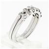 Image 9 : Pair of 14k White Gold 1.00 ctw Bar Set Round Brilliant Diamond Band Guard Rings