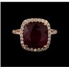 Image 2 : 9.70 ctw Ruby and Diamond Ring - 14KT Rose Gold