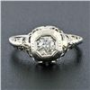 Image 3 : Antique Art Deco Petite 18k Gold European Diamond Filigree Floral Promise Ring