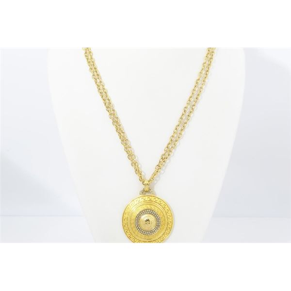 Versace Gold-tone Round Medusa Pendant Necklace