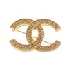 Image 1 : Chanel Vintage Gold-tone Metal CC Rhinestone Brooch