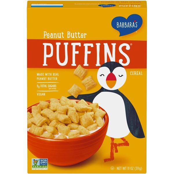 3 NEW BOXES OF BARBARA'S PEANUT BUTTER PUFFINS