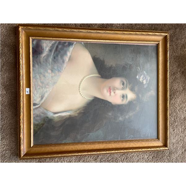 Victorian Print Beautiful Woman 19 x 23