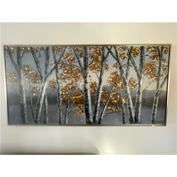 Mirbuelge - Birch Forest Painting Oil On Canvass Gold Leaf  - Beautiful 60 x30