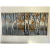 Image 1 : Mirbuelge - Birch Forest Painting Oil On Canvass Gold Leaf  - Beautiful 60 x30