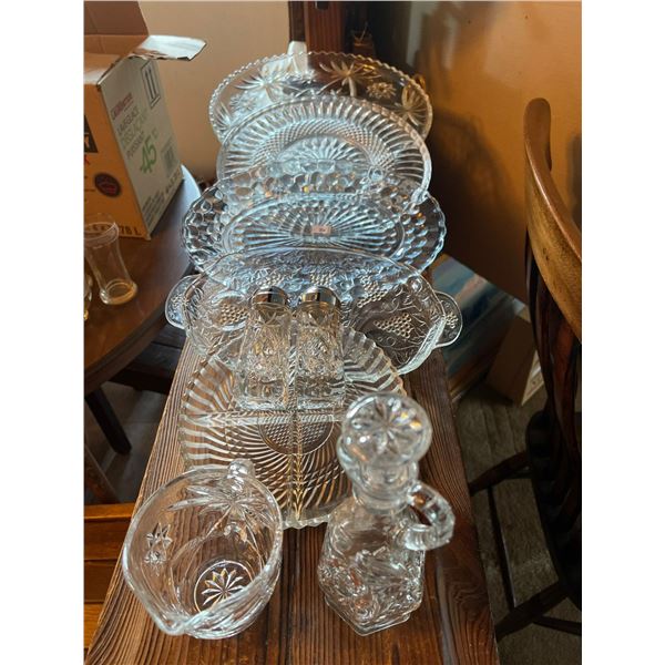 Crystal Platters Table Set Salt Pepper