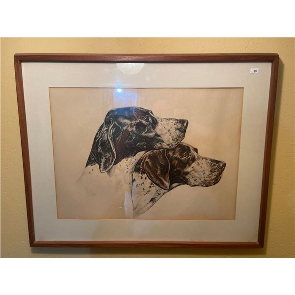 Victorian Setter Dog Print In Oak Frame 28 x 23