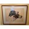 Image 1 : Victorian Setter Dog Print In Oak Frame 28 x 23