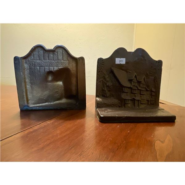 Antique Bronze Book Ends Heavy English Manor