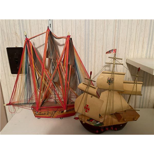 Wood Sailing Ships & Lamp