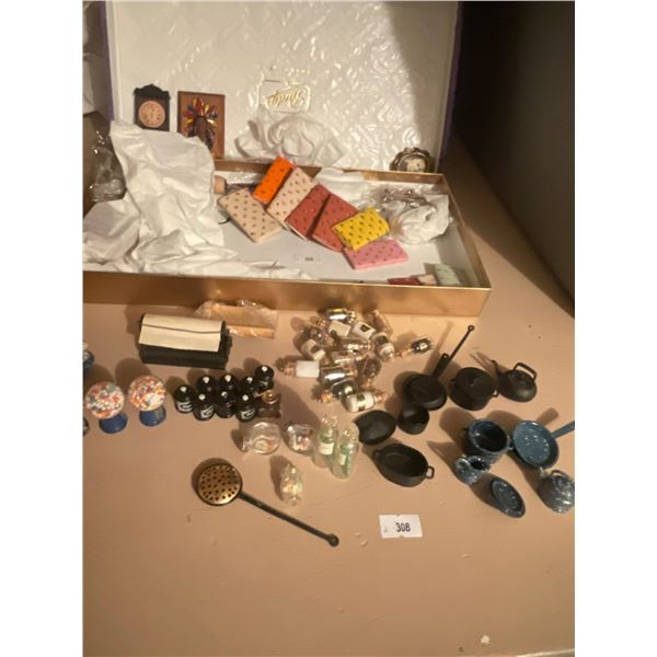 Doll House Miniatures Collection Cast Iron Pans Canisters Quality Pieces