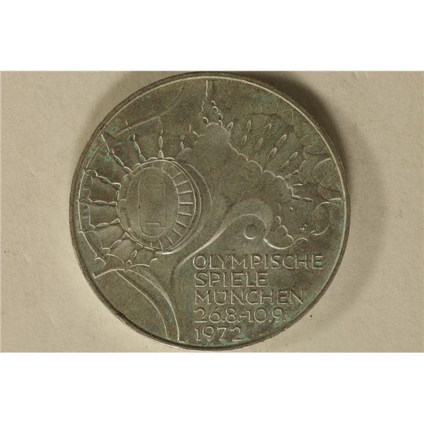 1972-D GERMAN SILVER UNC 10 MARK .3115 OZ. ASW