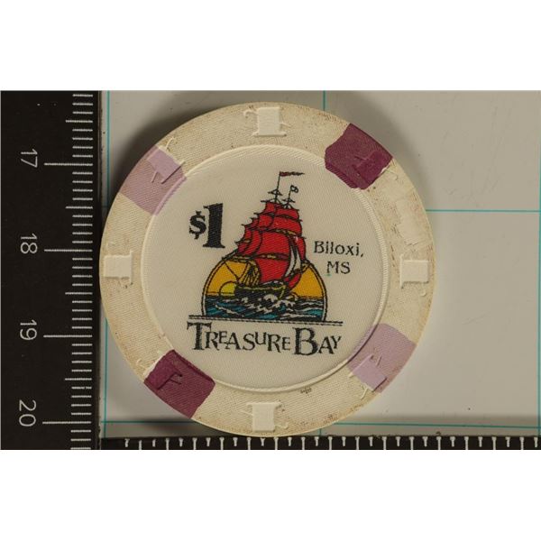 $1 TREASURE BAY CASINO CHIP. BILOXI, MISSISSIPPI